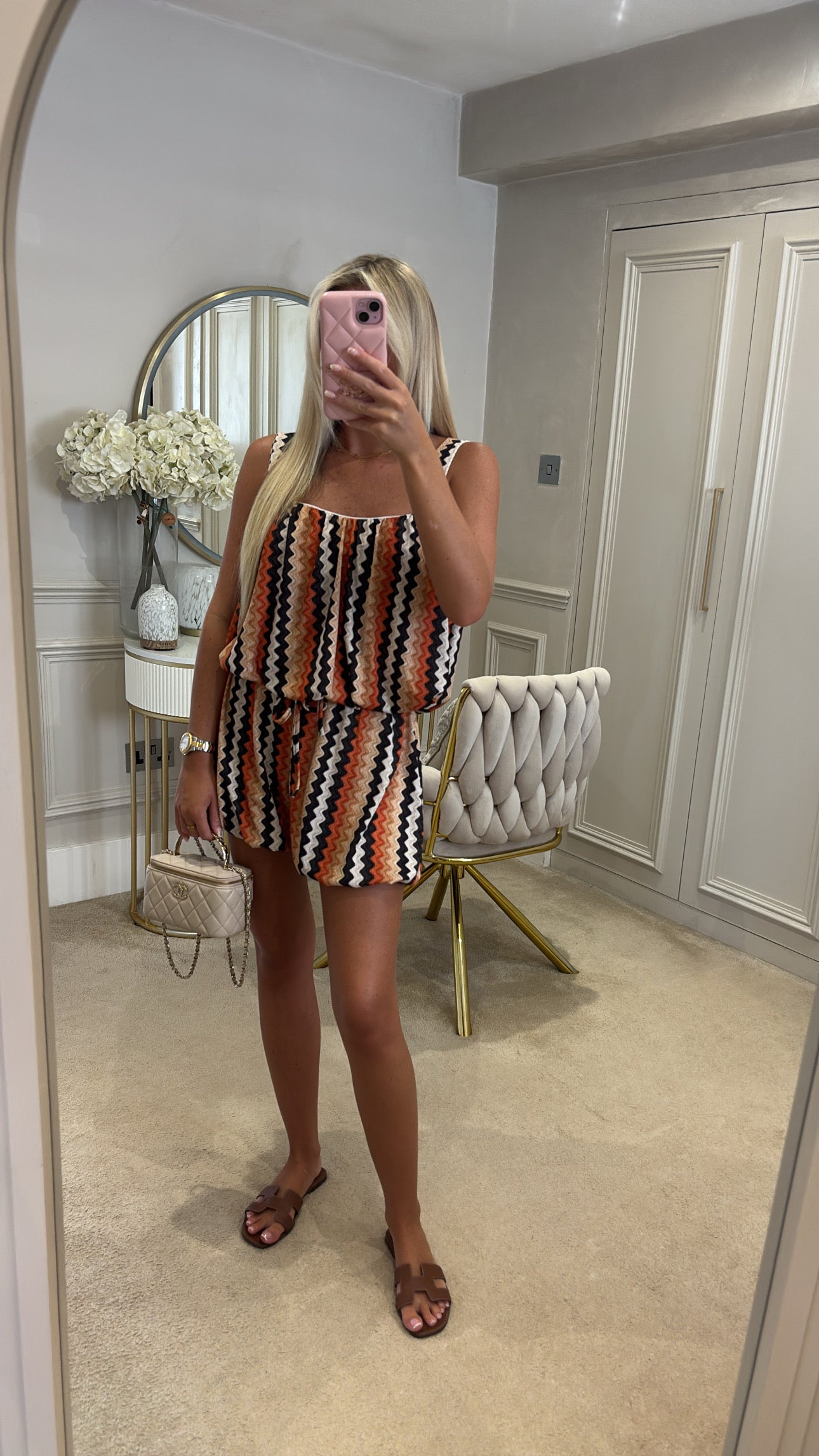 Zig zag puff ball short set