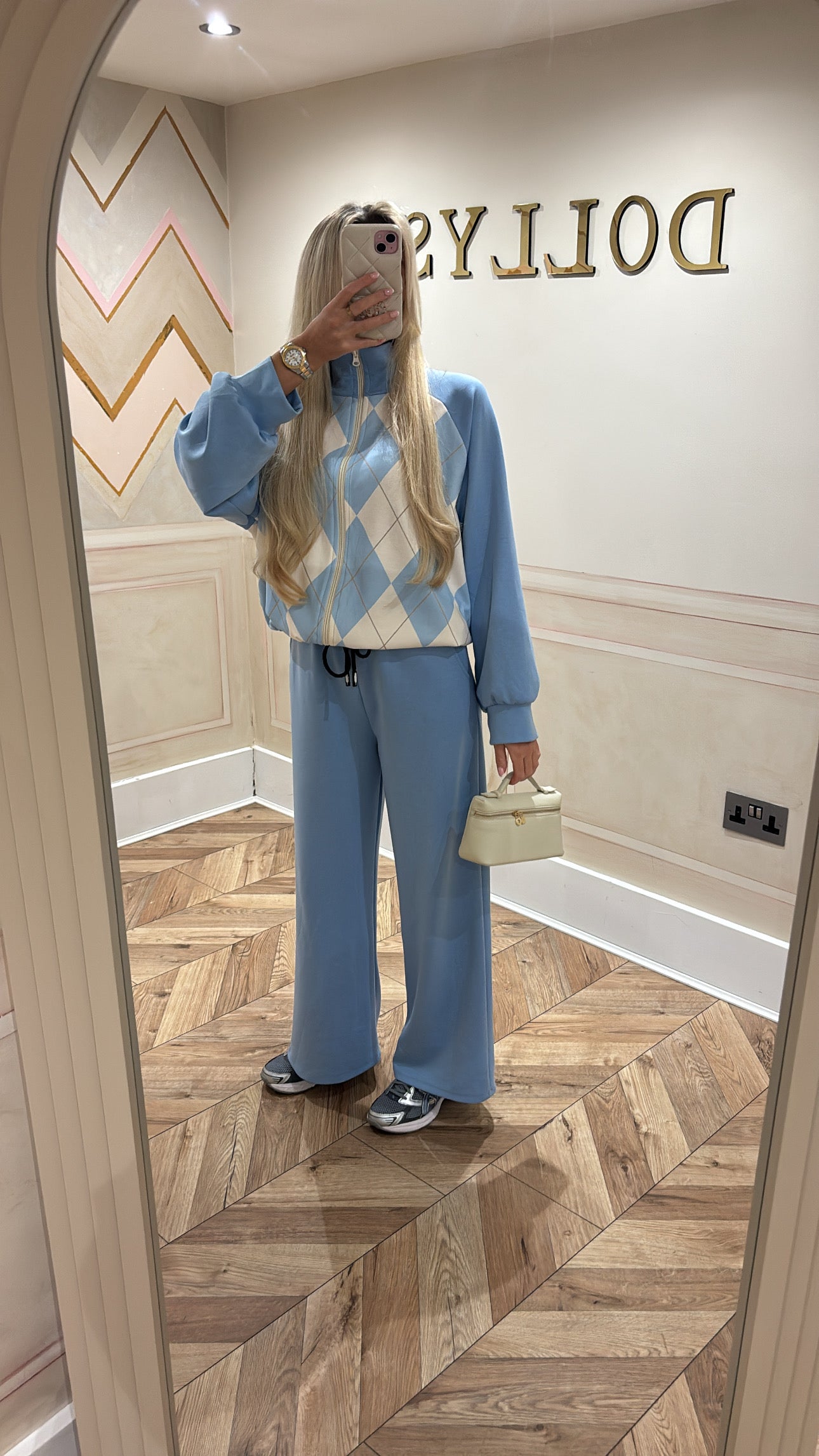 Chequered zip up lounge set ￼