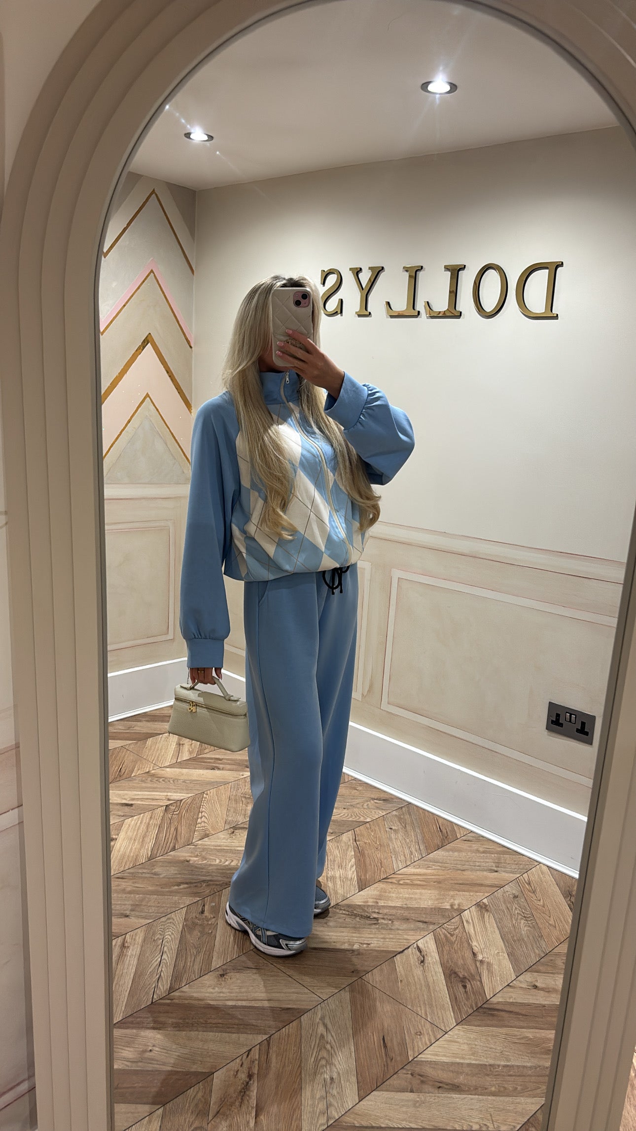 Chequered zip up lounge set ￼