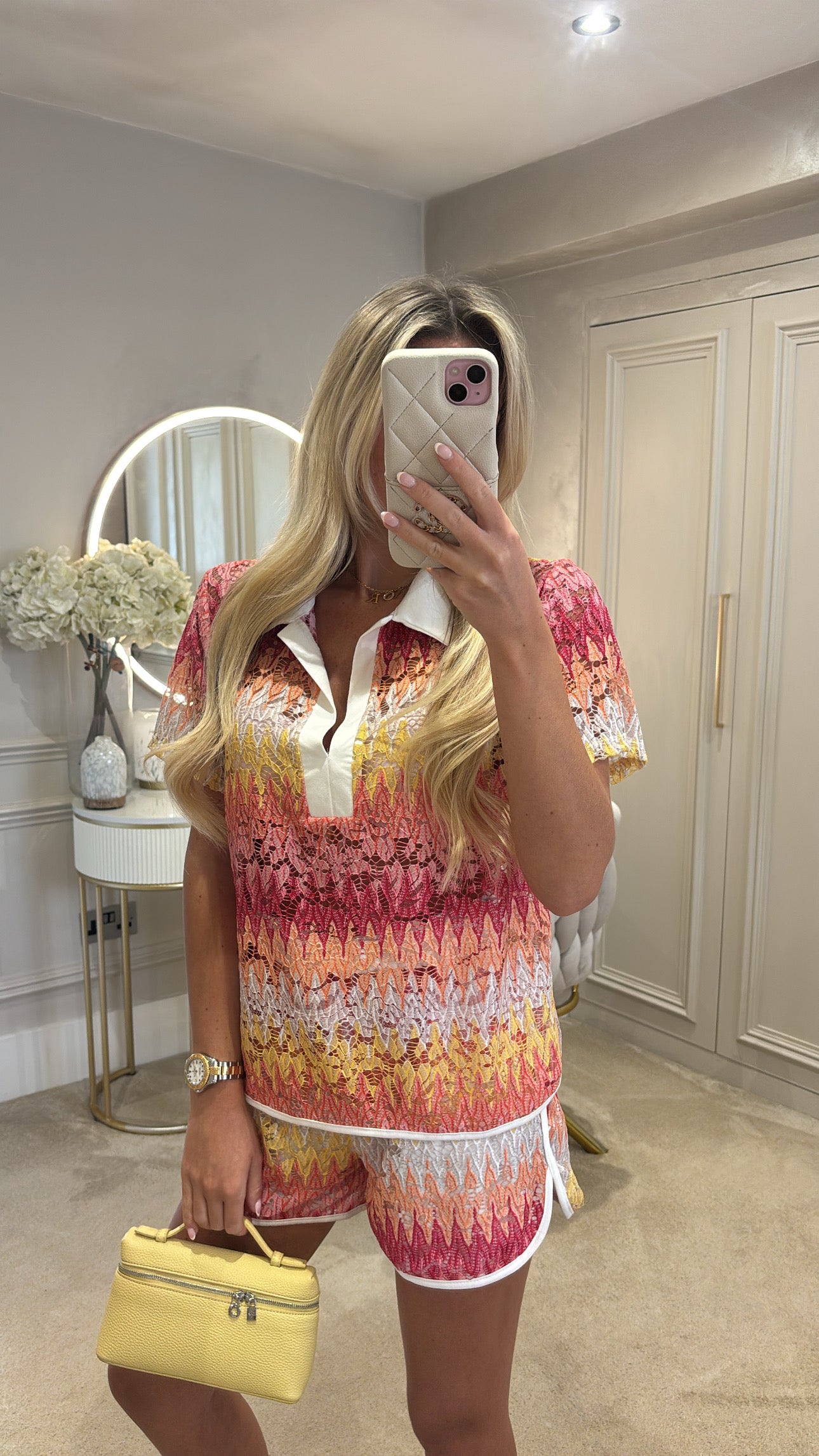 Lace zig zag short co-ord