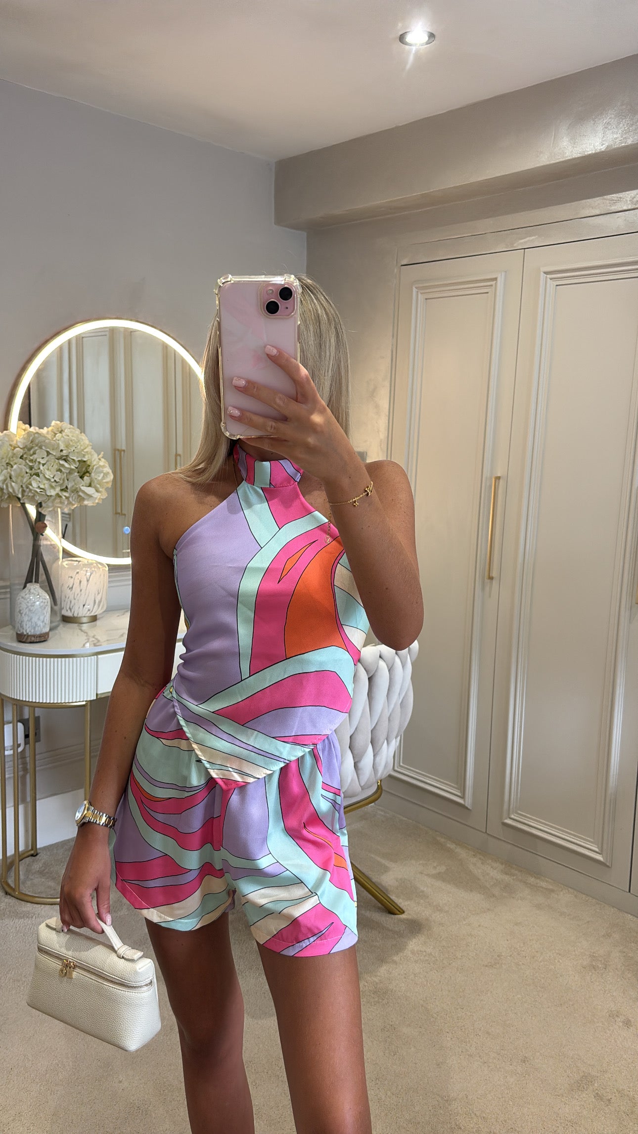 Silk halter neck short set