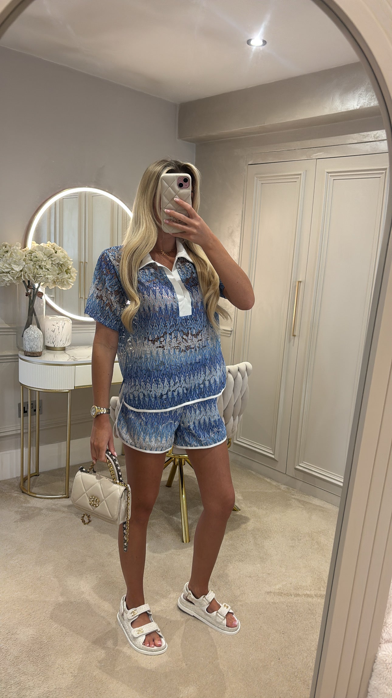 Lace zig zag short co-ord
