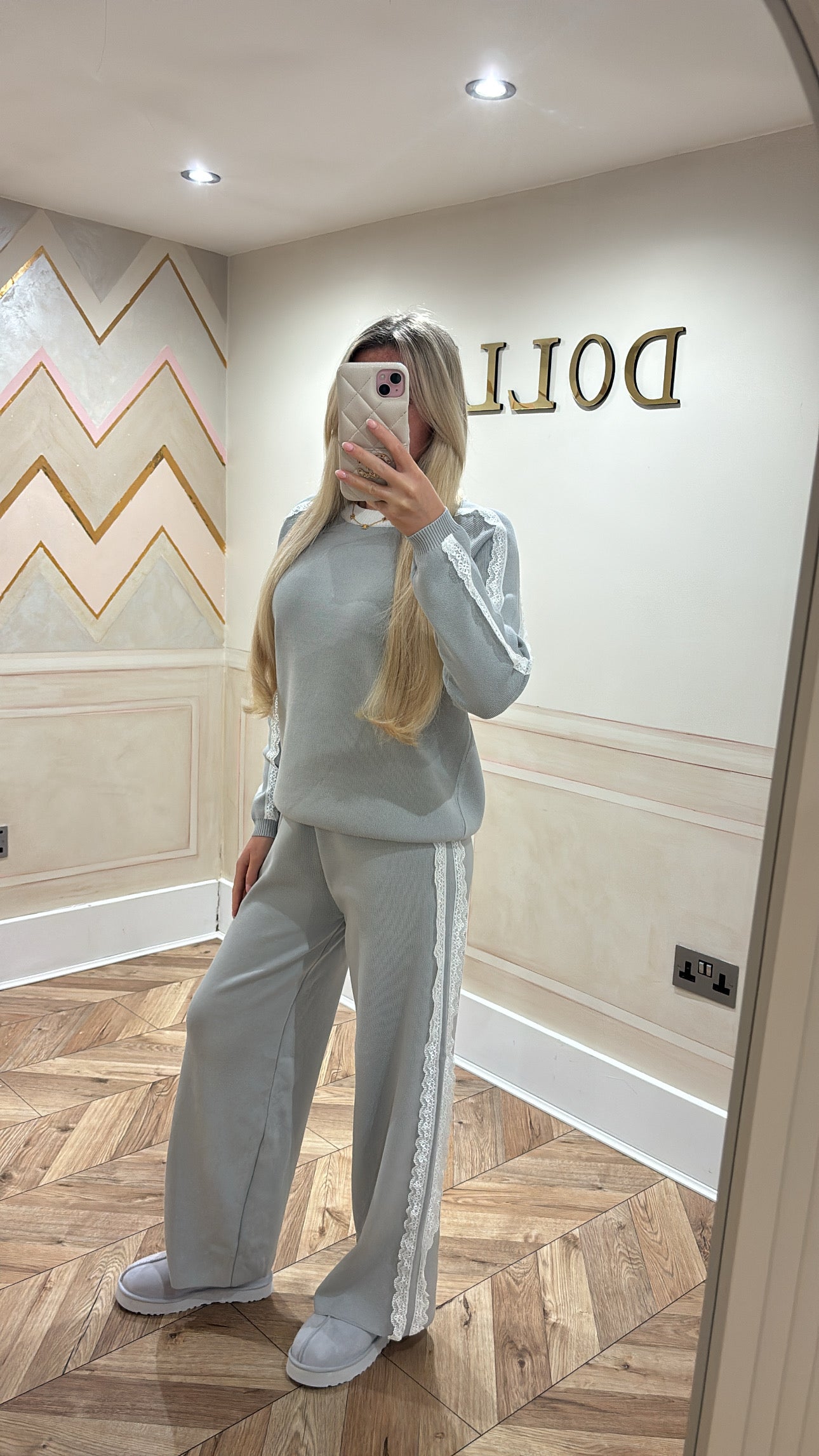 Lace trim lounge set