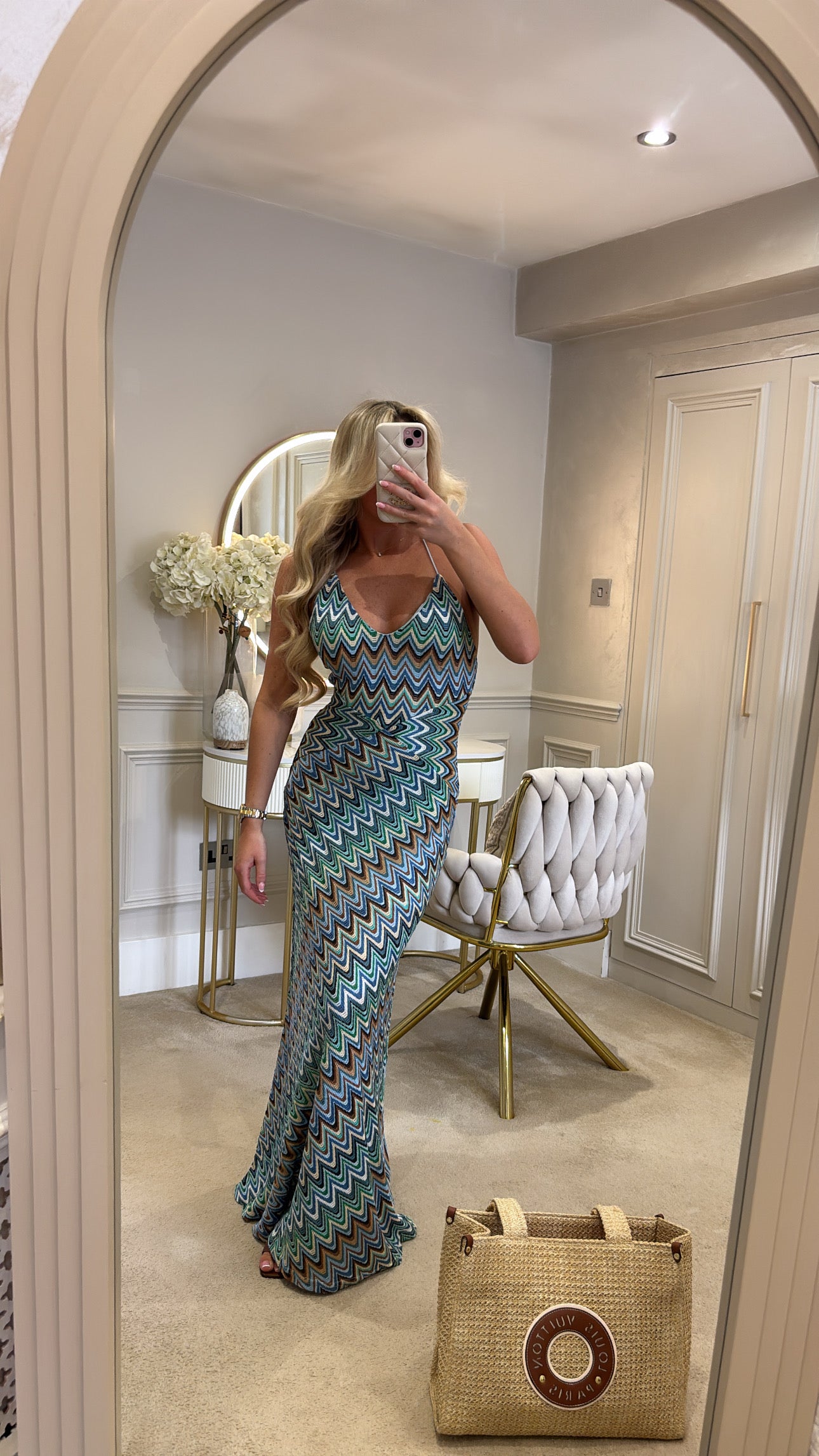 Zig zag backless maxi dress