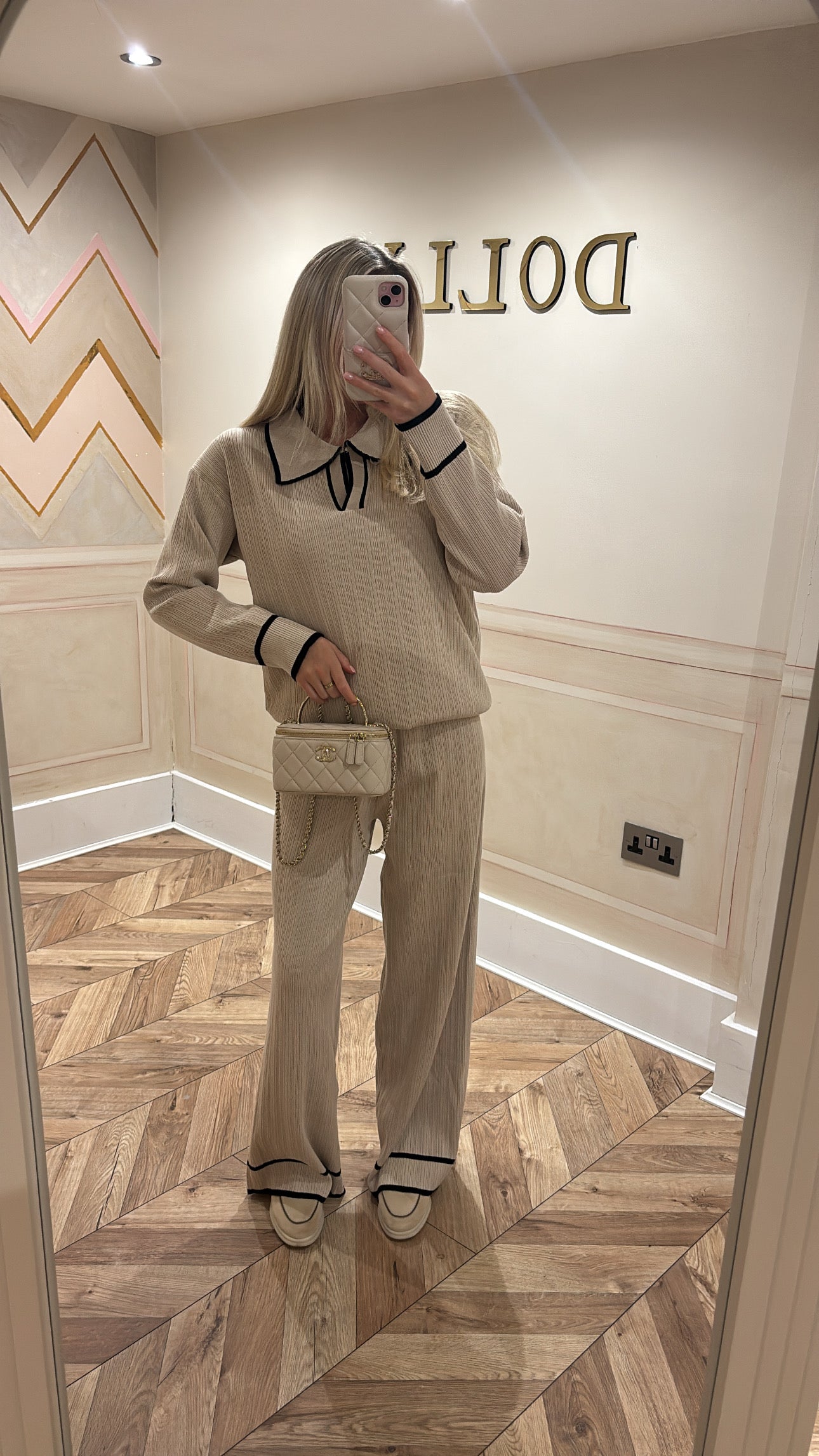 Stripe flared lounge set