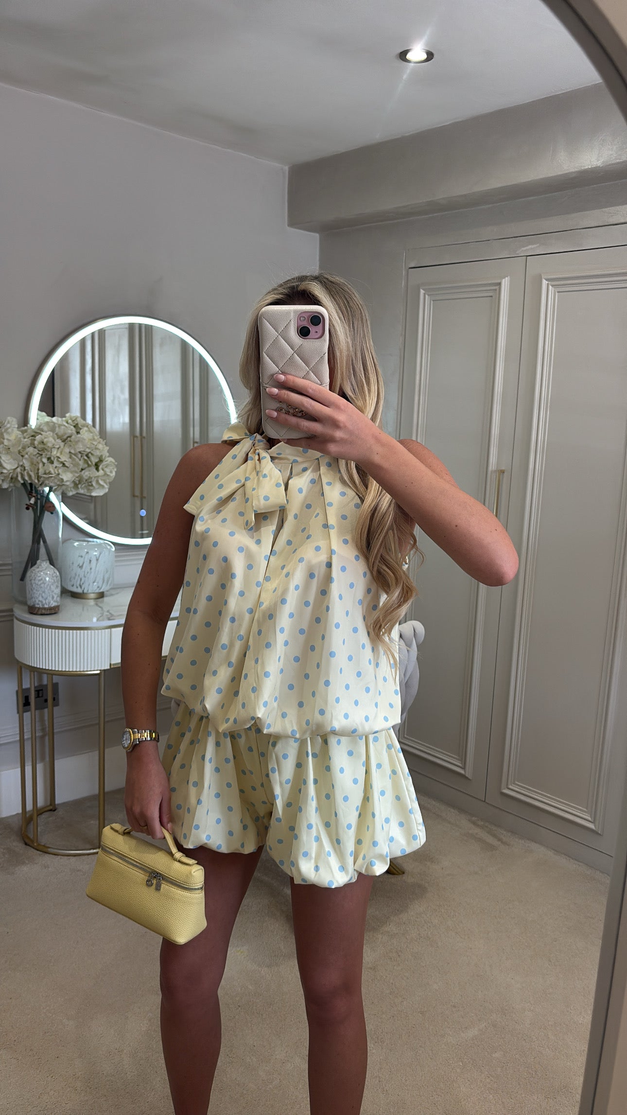 Polkadot bow balloon short co-ord