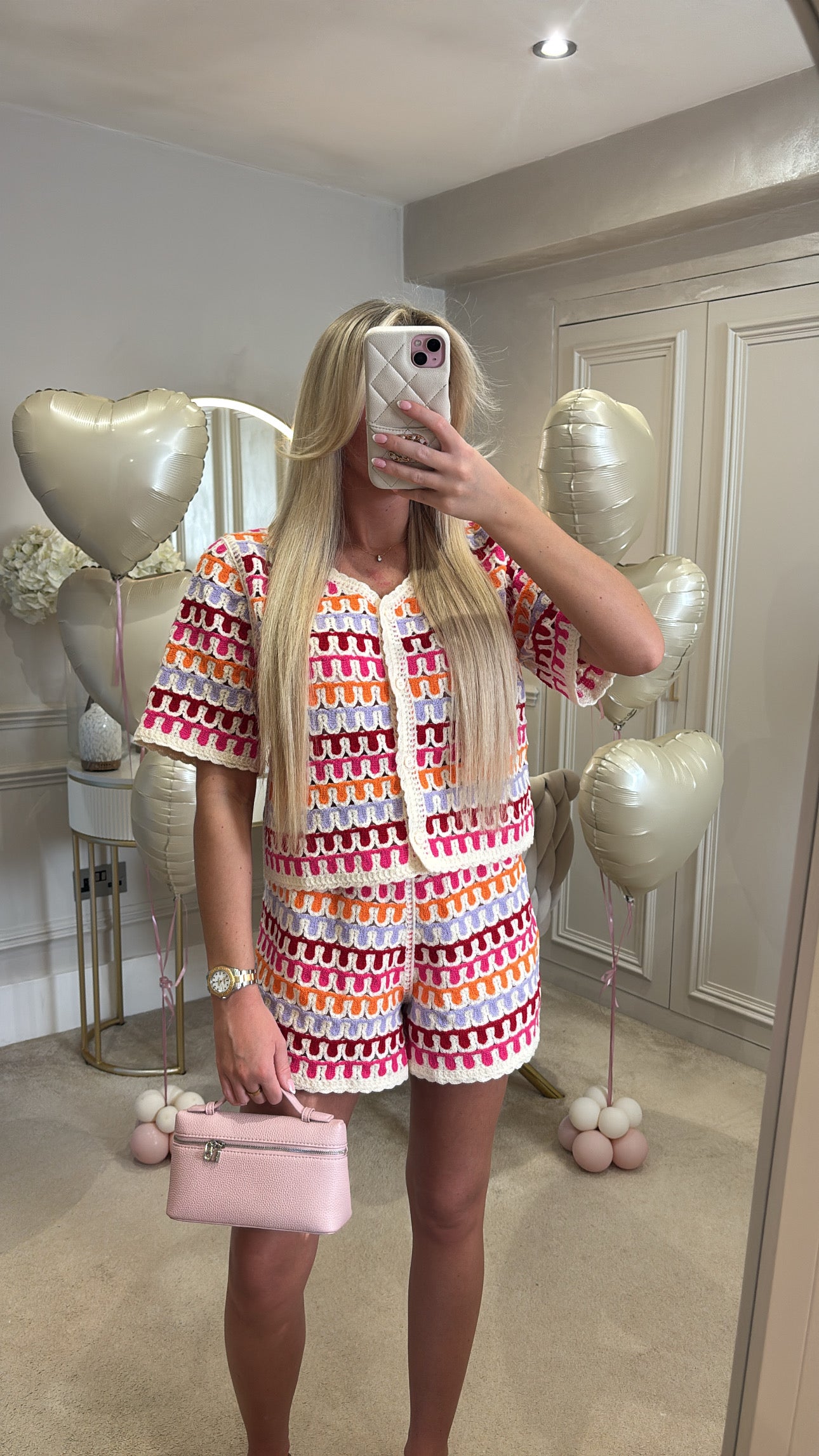 Crocheted pattern short set