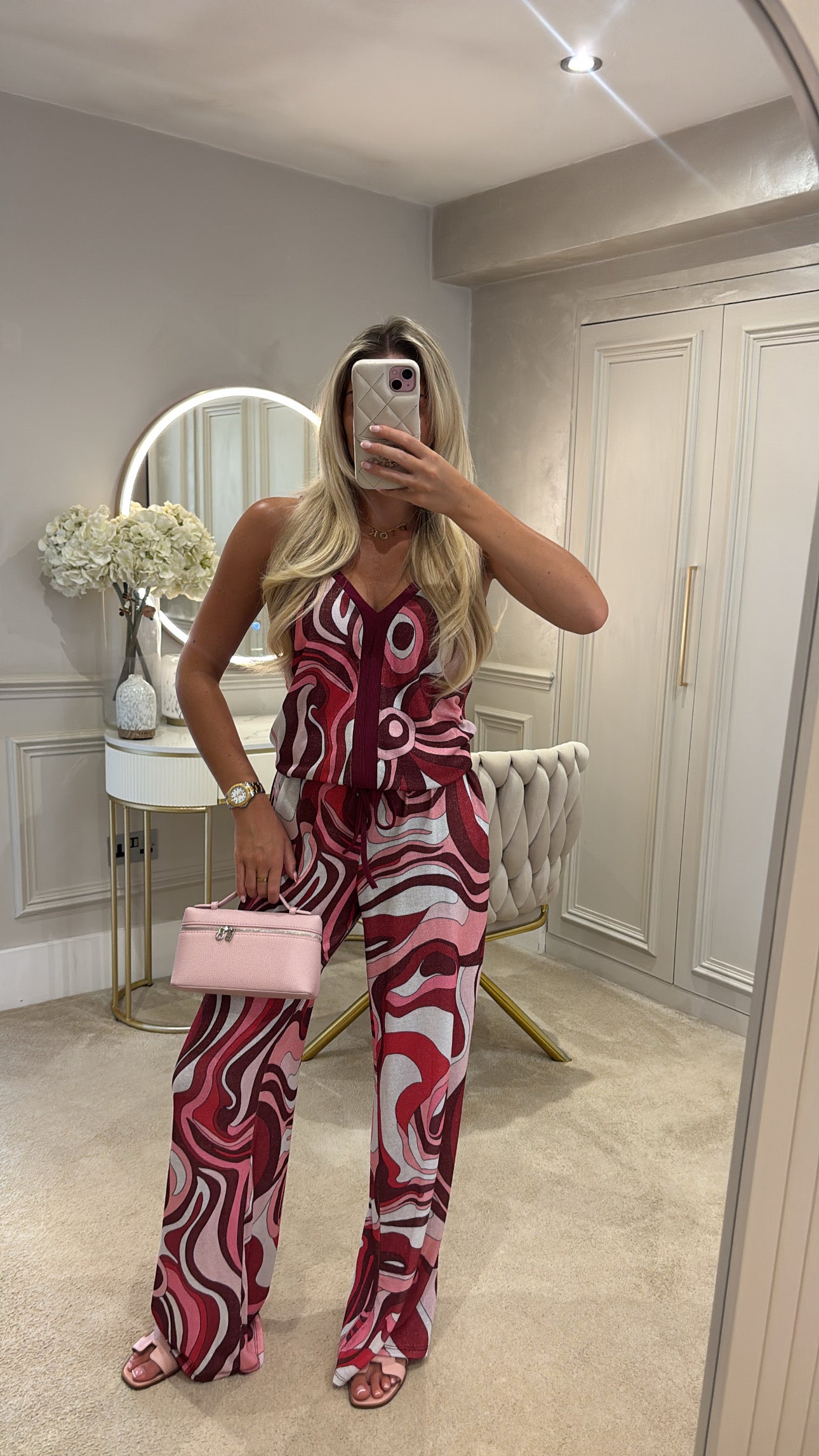 Glitter pucci vest trouser set