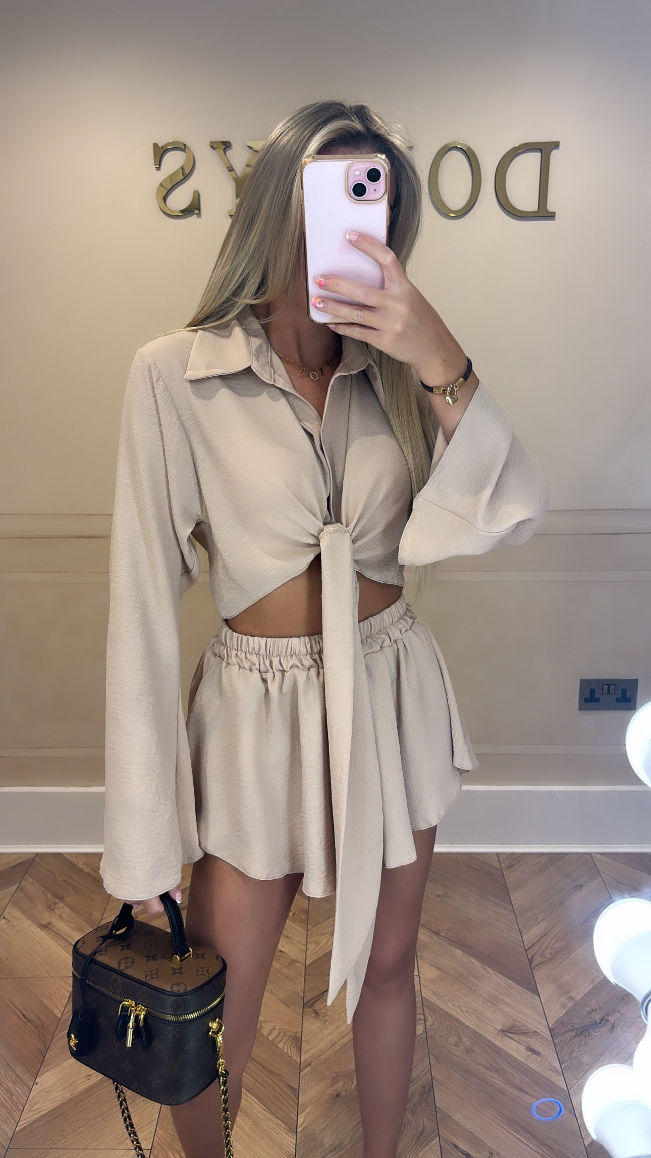 SALE Tie shirt flare short set