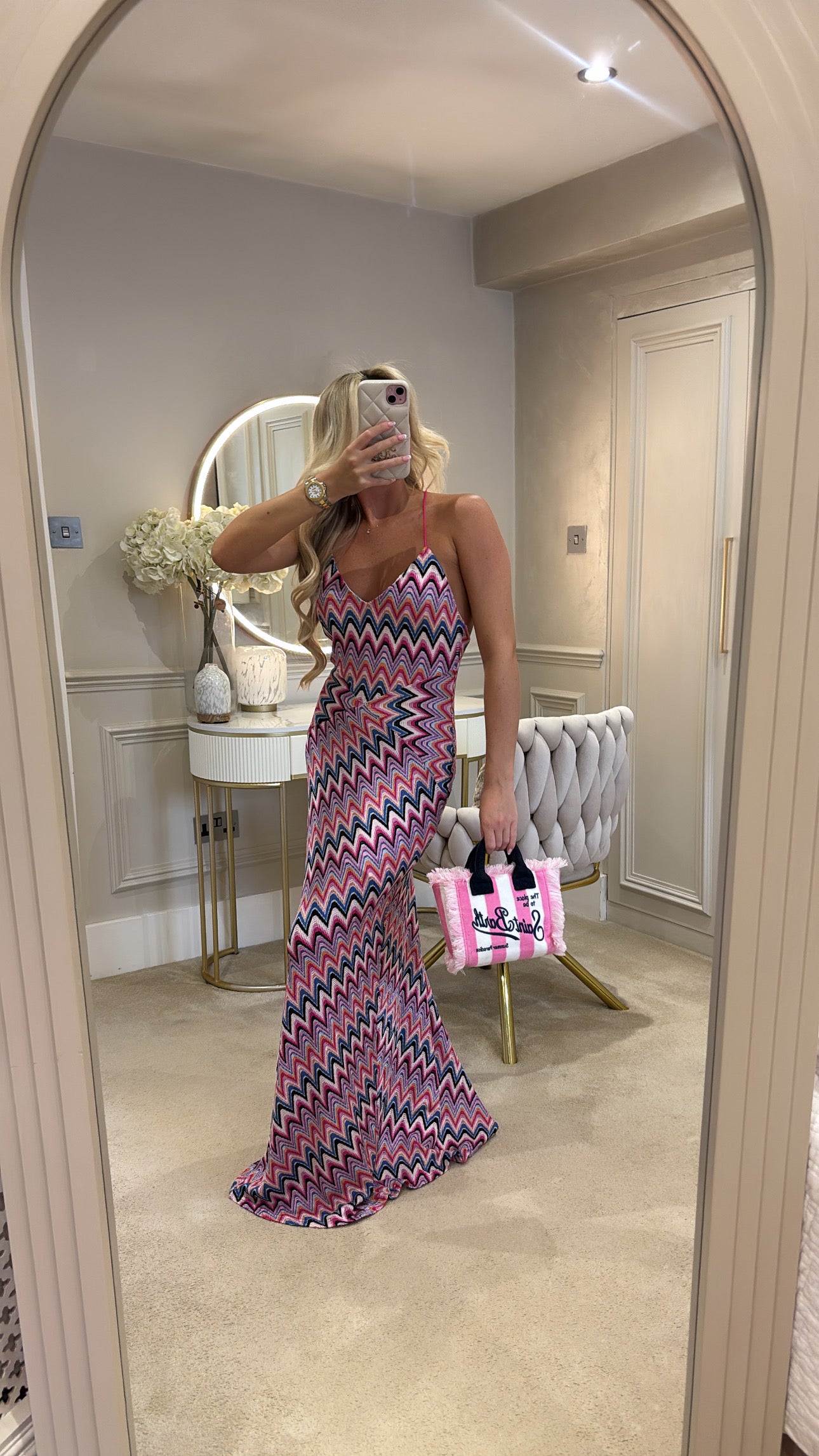 Zig zag backless maxi dress