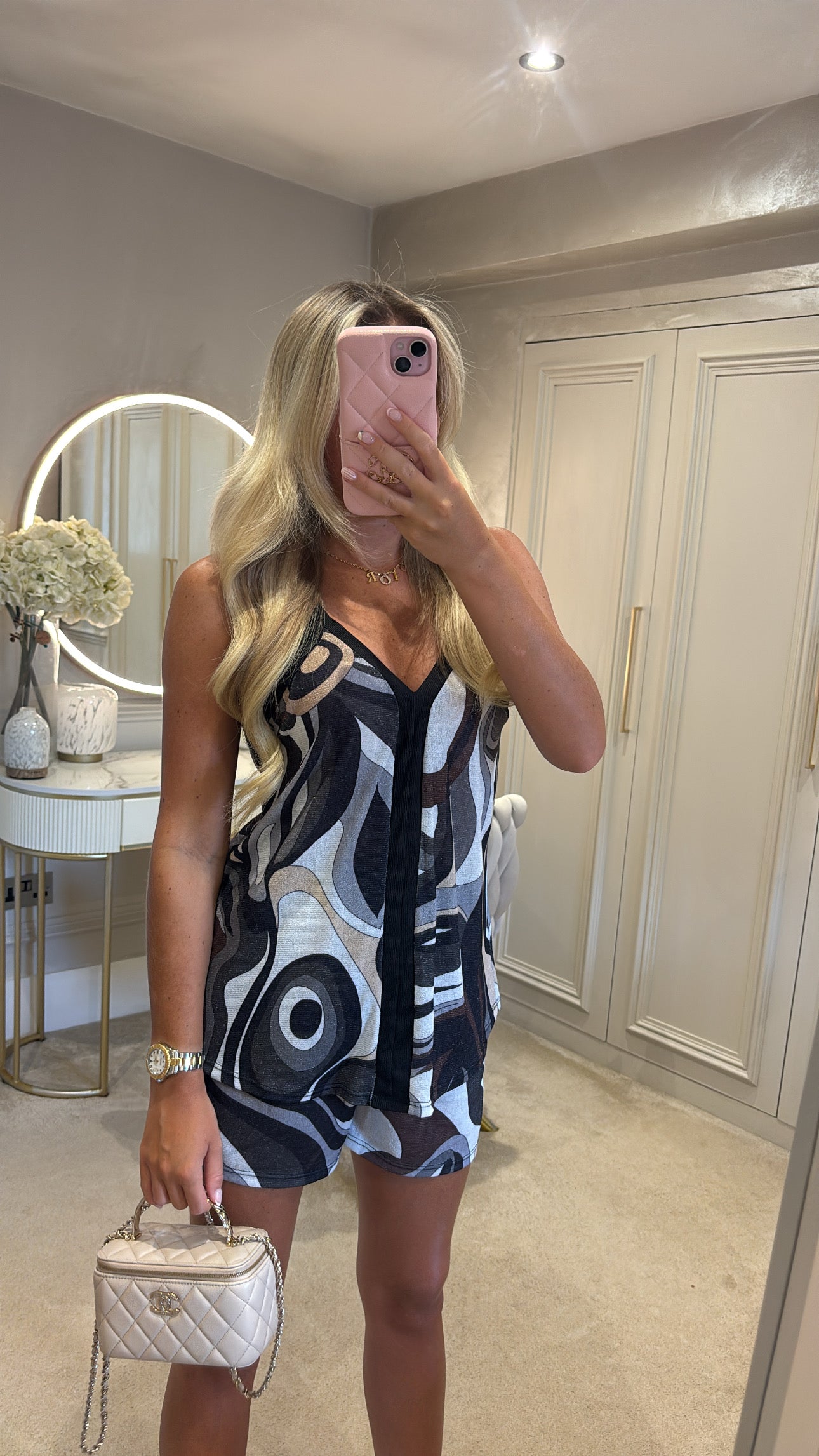 Pucci glitter vest short set