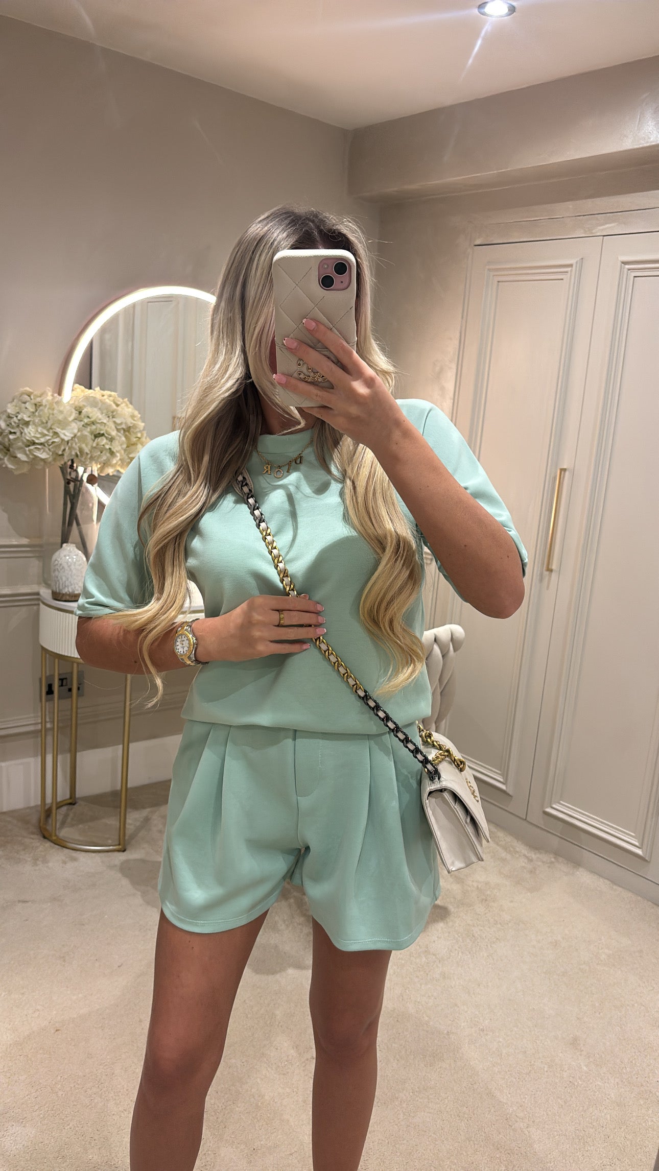 Pleated basic short set ￼