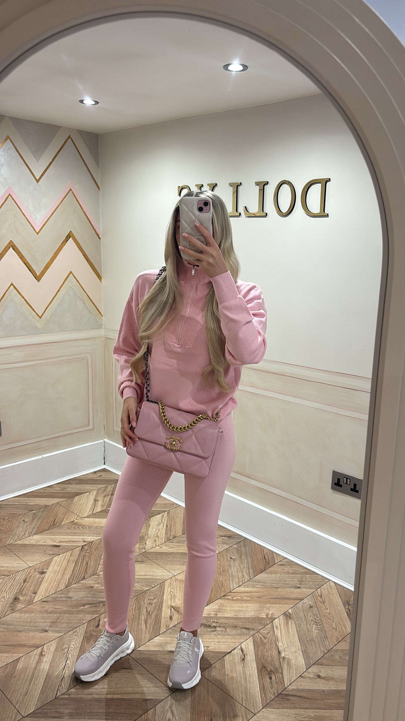 Gold quarter zip lounge set