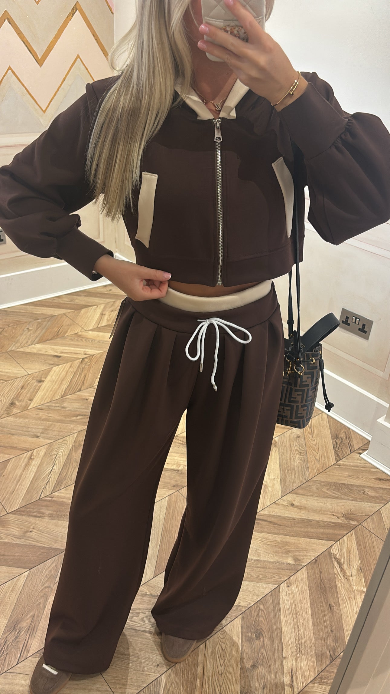 Hood pocket flared lounge set