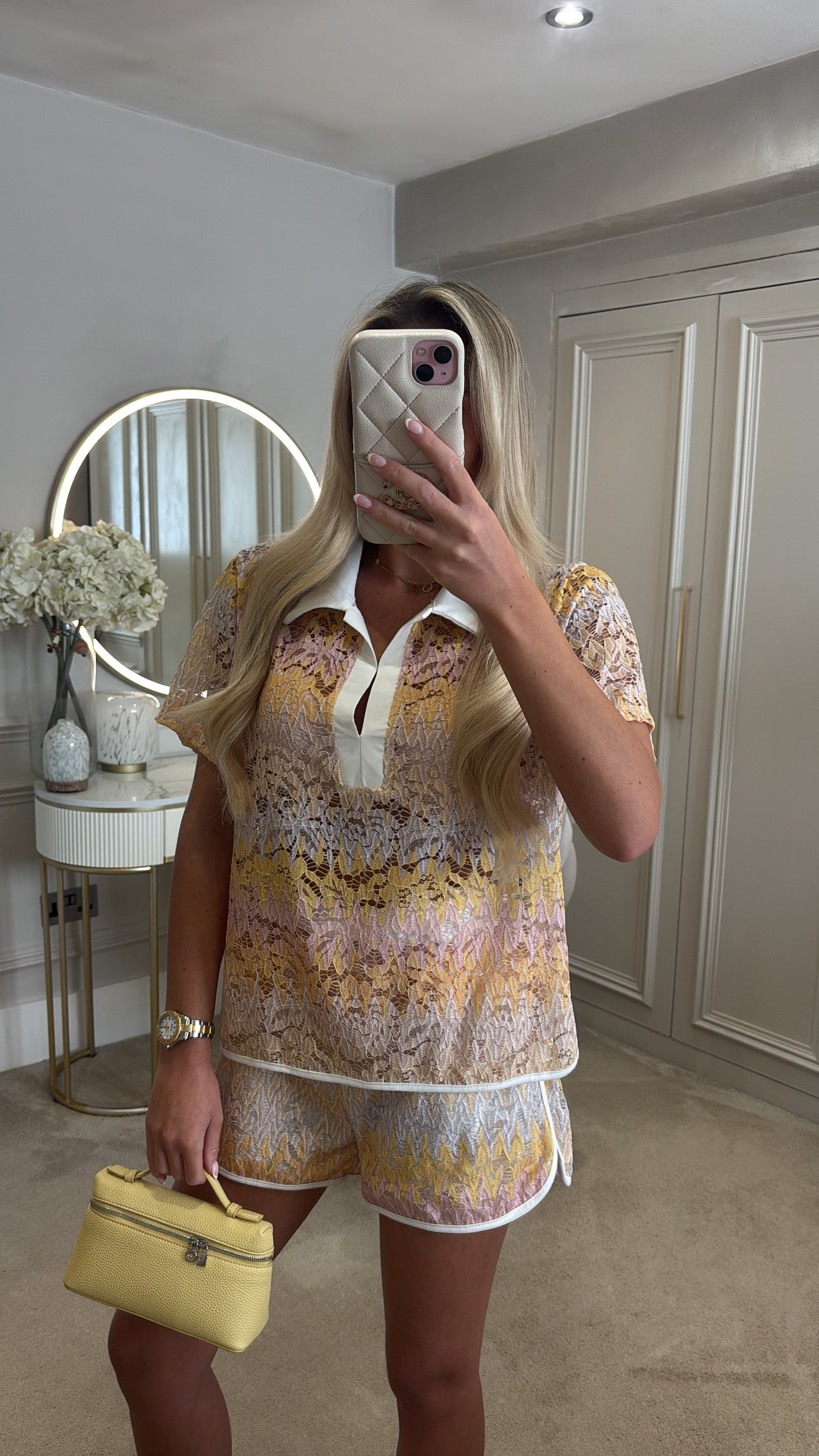 Lace zig zag short co-ord