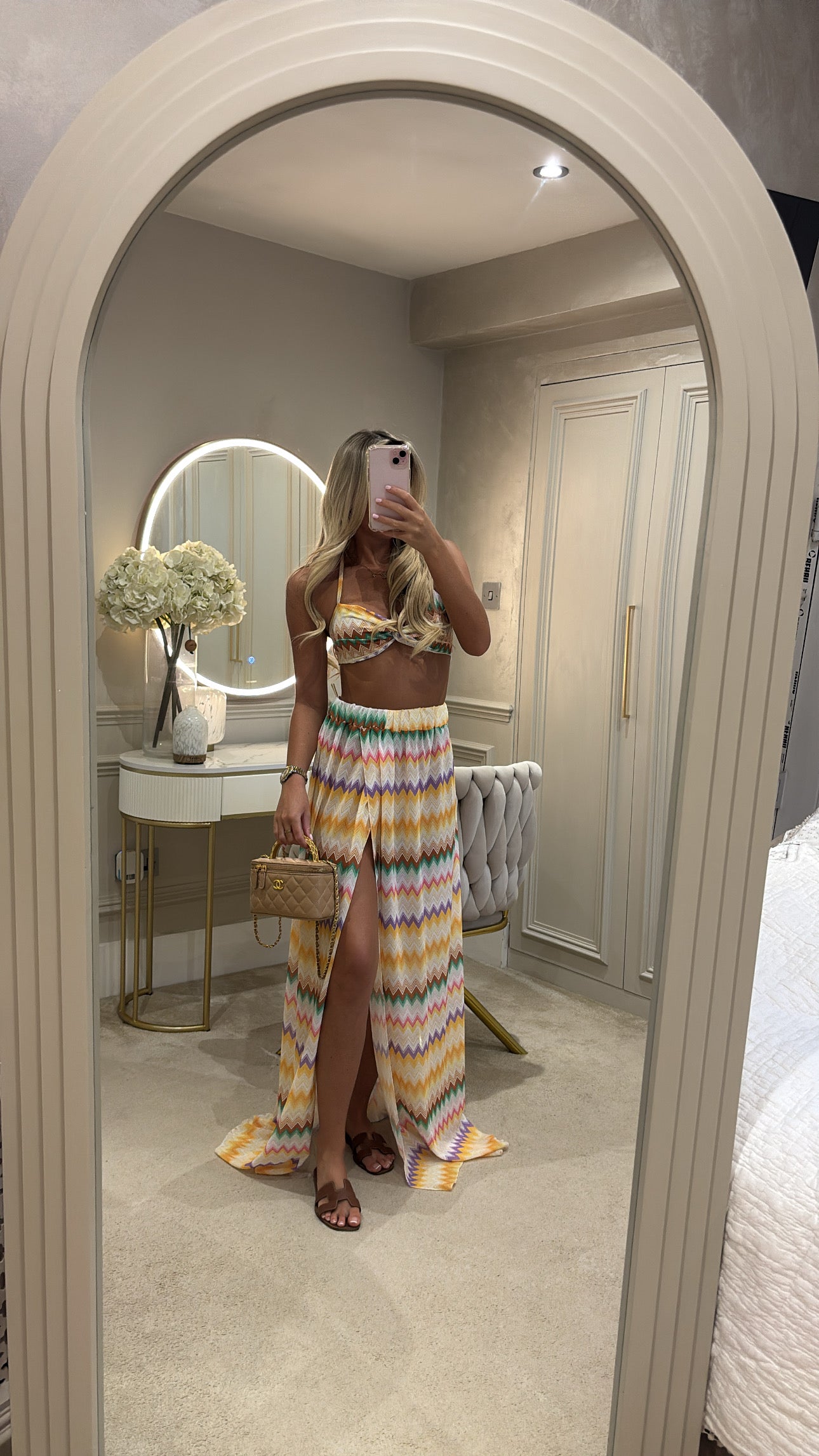 Zig zag tie up maxi co-ord