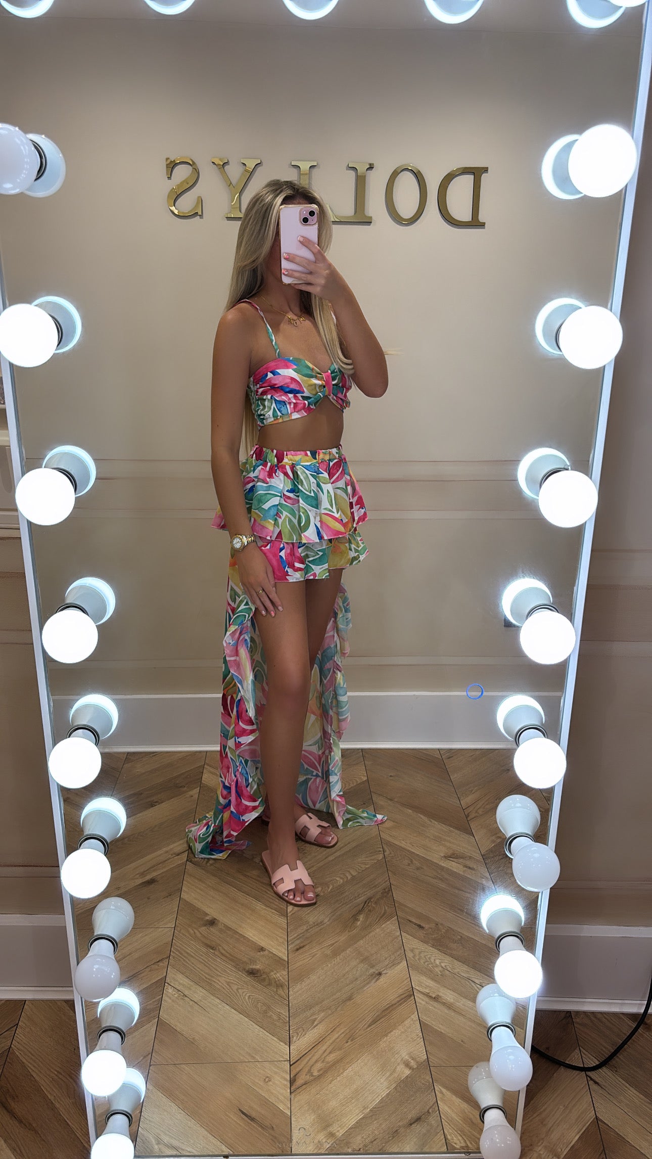 Tropical bow skirt set￼