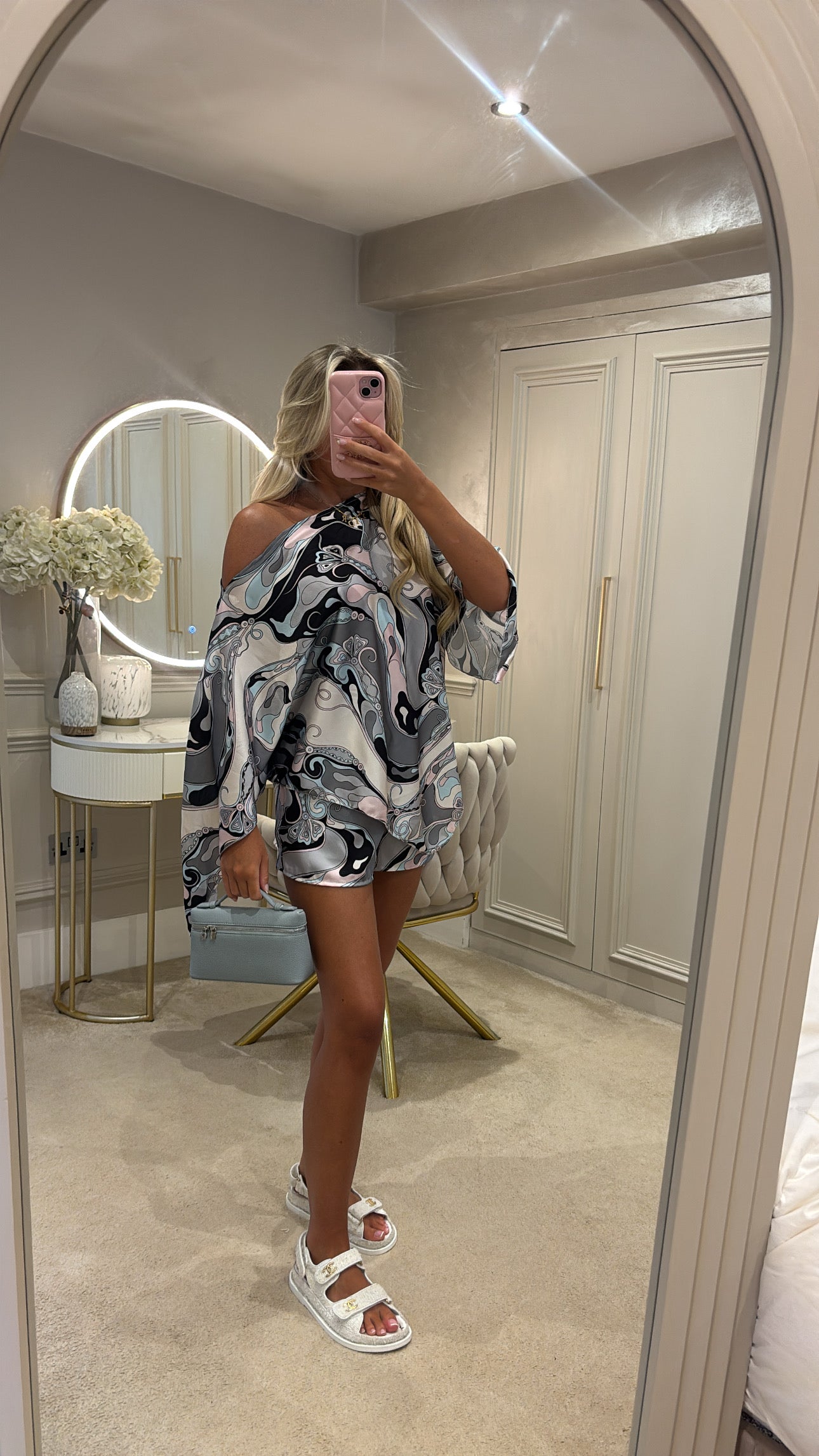 Silk cape short set