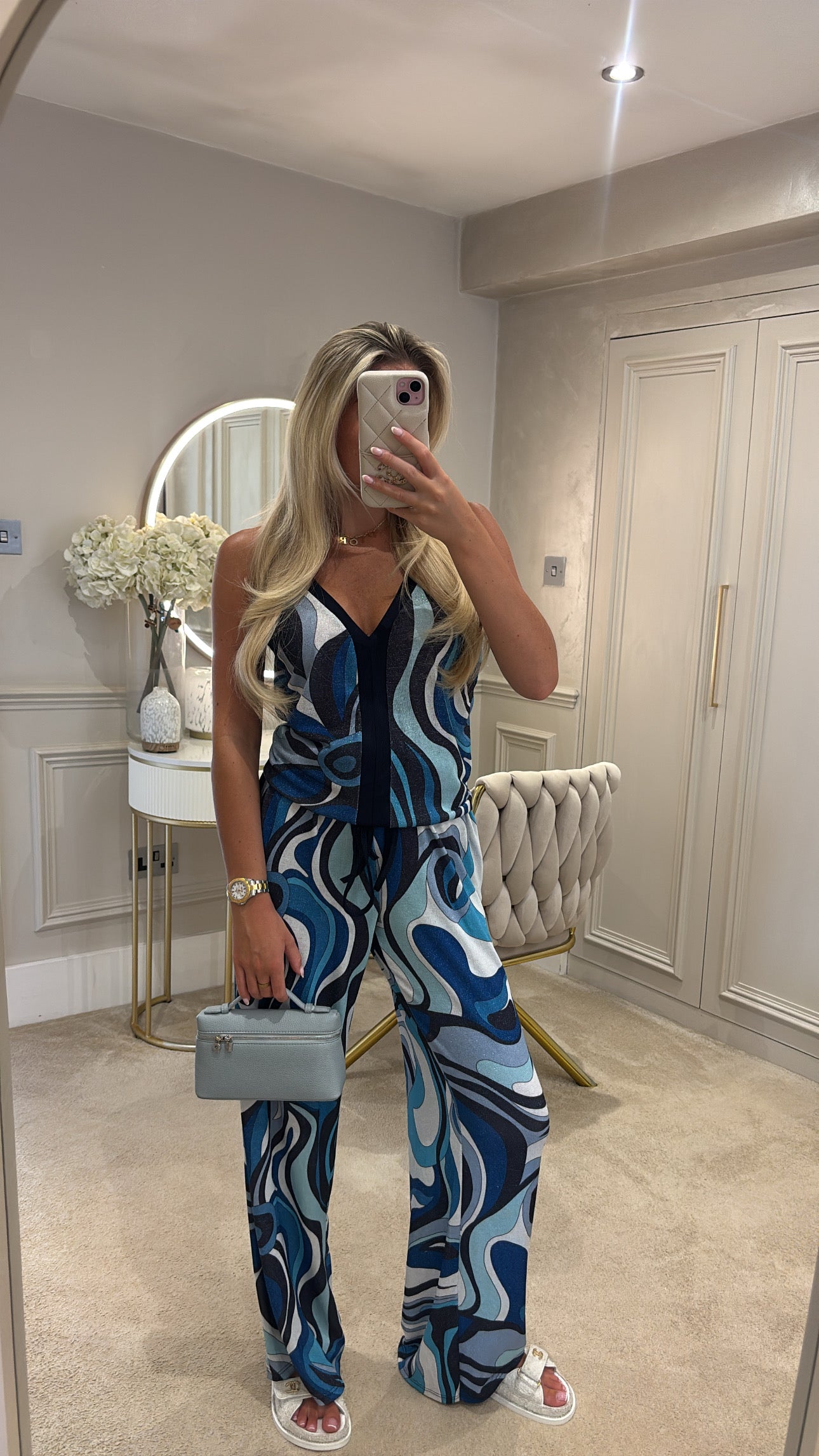 Glitter pucci vest trouser set