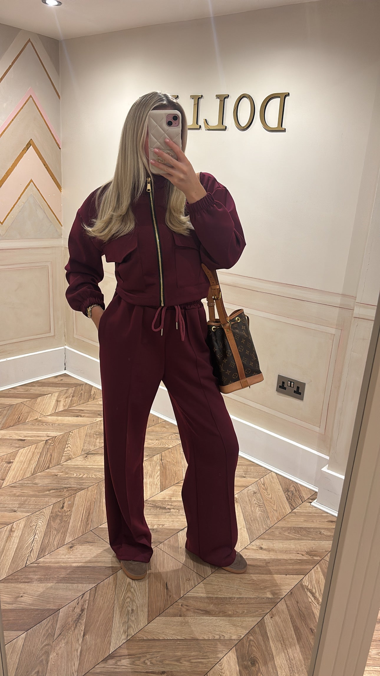 Pocket gold zip lounge set